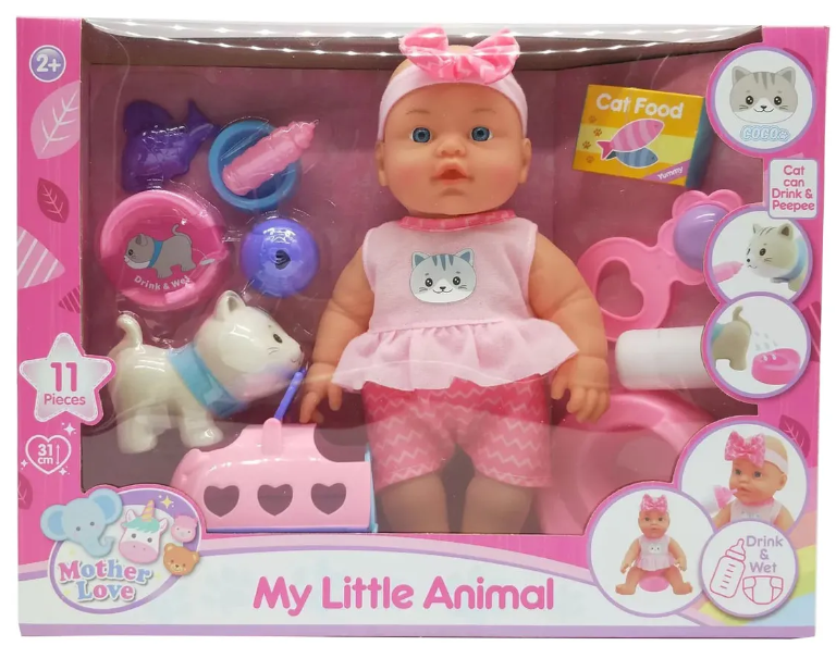 BEBE CON ACCESORIOS TOMA Y HACE PIPI