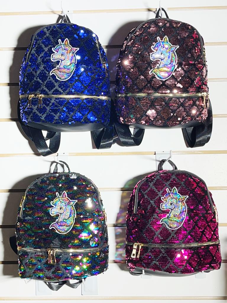 mochila (dos cierres) con lentejuelas(25x25cm)/30 medio