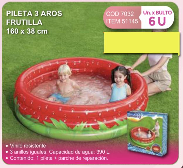 pileta tres aros frutilla 160 x 38 cm