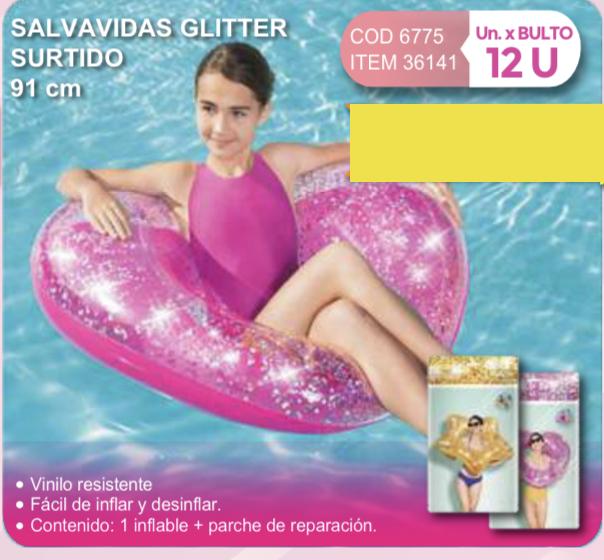 salvavidas glitter surtido 91 cm/Daki abajo atras/