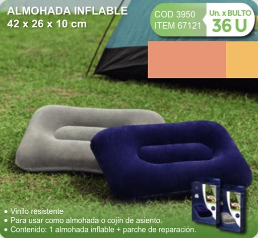 [67121] almohada inflable 42 x 26 x 10 cm