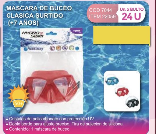 [22059] mascara de buceo clasica surtido + 7 años/Bestway abajo atras/