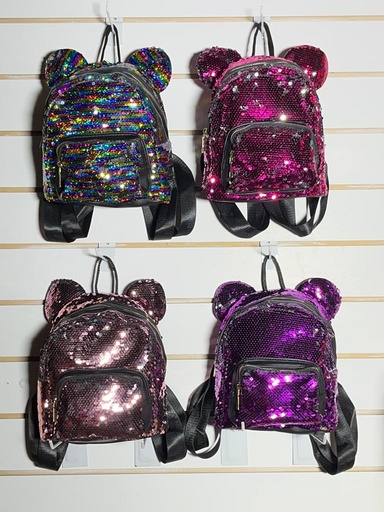 [ba-60017] mochila (dos cierres) c/lentejuelas (25x25cm)/30 medio