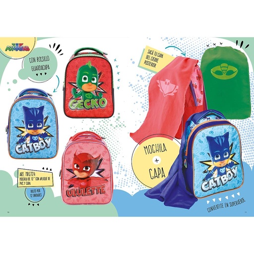 [MPJ724.01] MOCHILA PJ Mask (12") c/ capa 