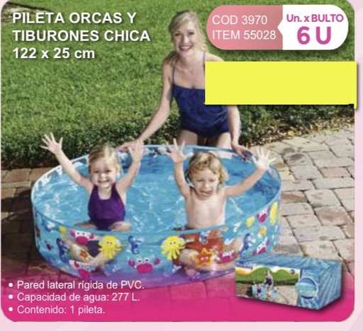[55028] pileta orcas y tiburones chica 122 x 25 cm