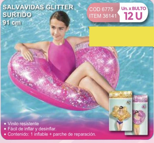 [36141] salvavidas glitter surtido 91 cm