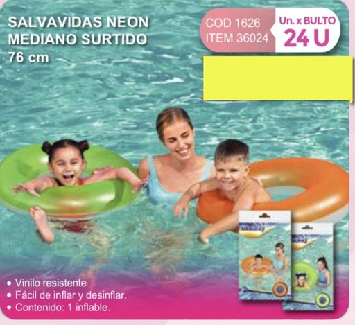 [36024] salvavidas neon mediano surtido 76 cm