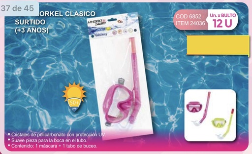 [24036] set de snorkel clasico surtido + 3 años
